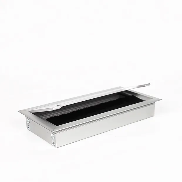 Caixa de fio de mesa de escritório de alumínio preto Cabo Grommet Caixa de saída de cabo de mesa de computador